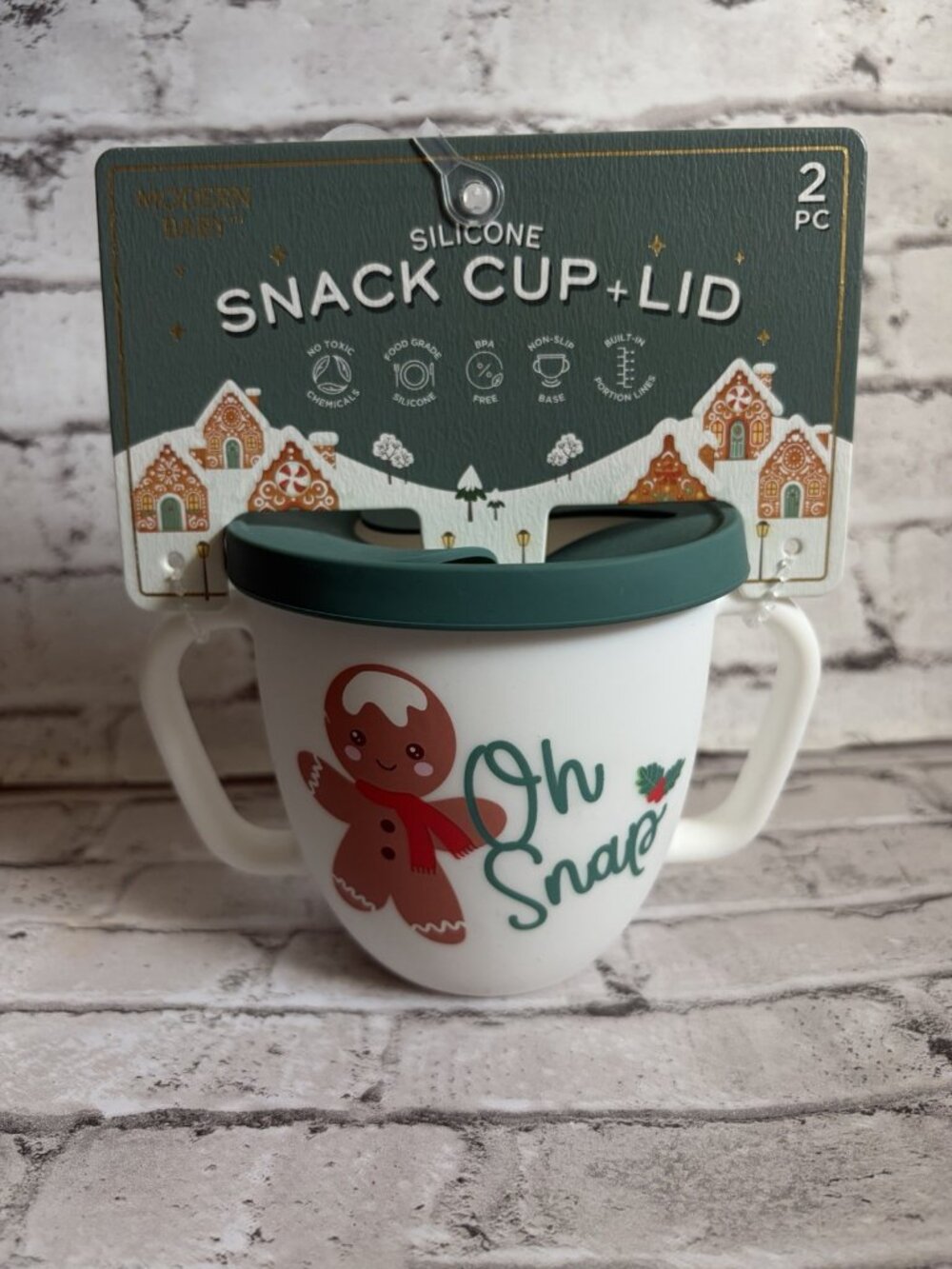 Modern Baby Silicone Holiday Snack Cup & Lid NEW